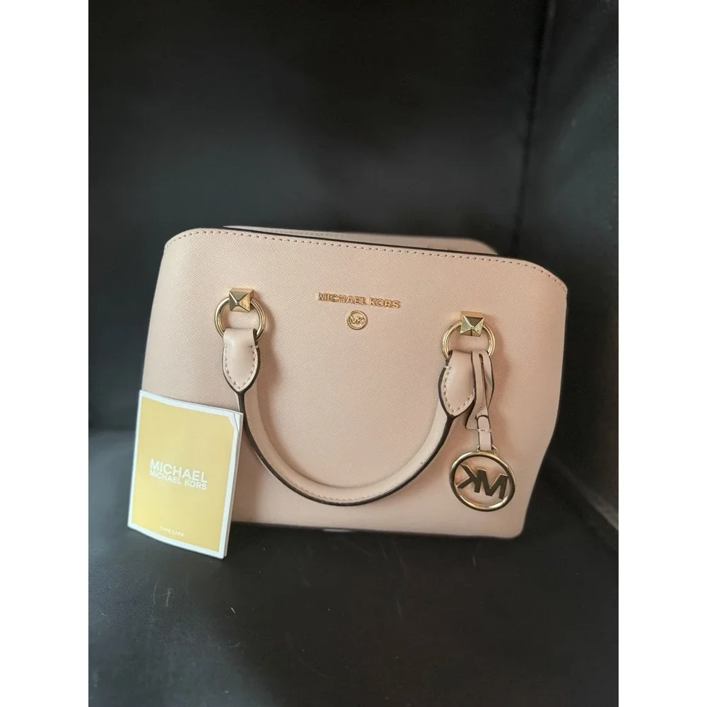 NWT MICHAEL KORS SAVANNAH BLOSSM  SMALL SATCHEL SAFFIANO LEATHER